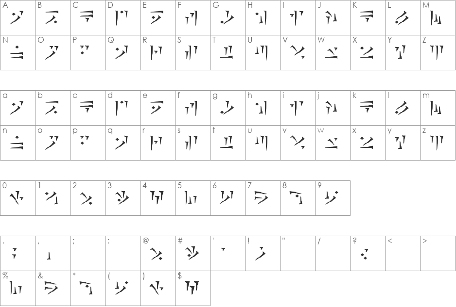 dragon_alphabet font character map preview