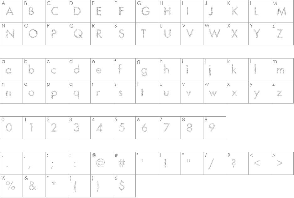 Drawman font character map preview
