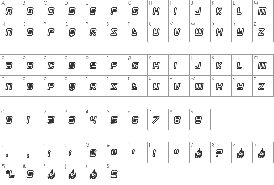 DrCreep font character map preview