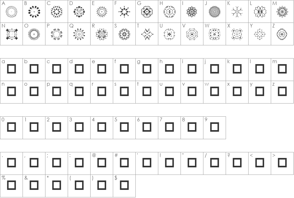 Dreaming3 font character map preview