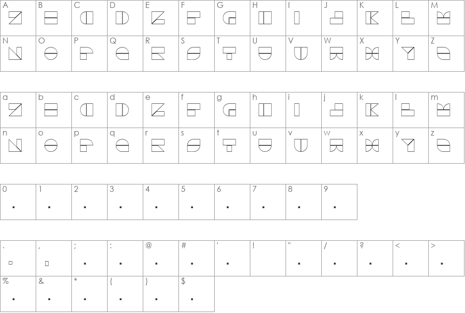 Drebiek font character map preview
