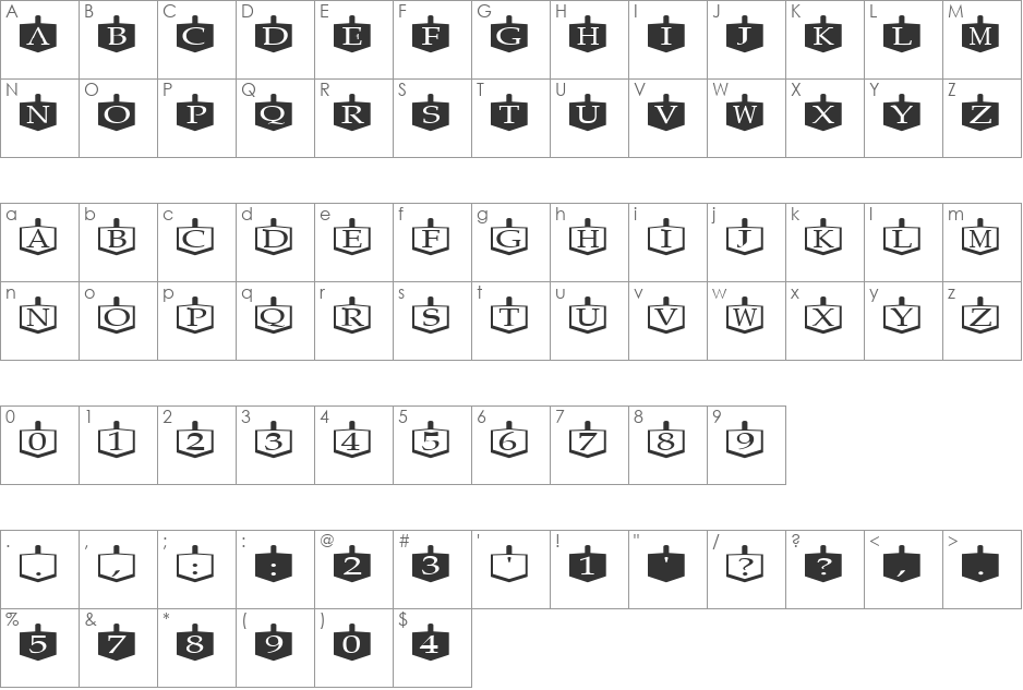 Dreidels font character map preview