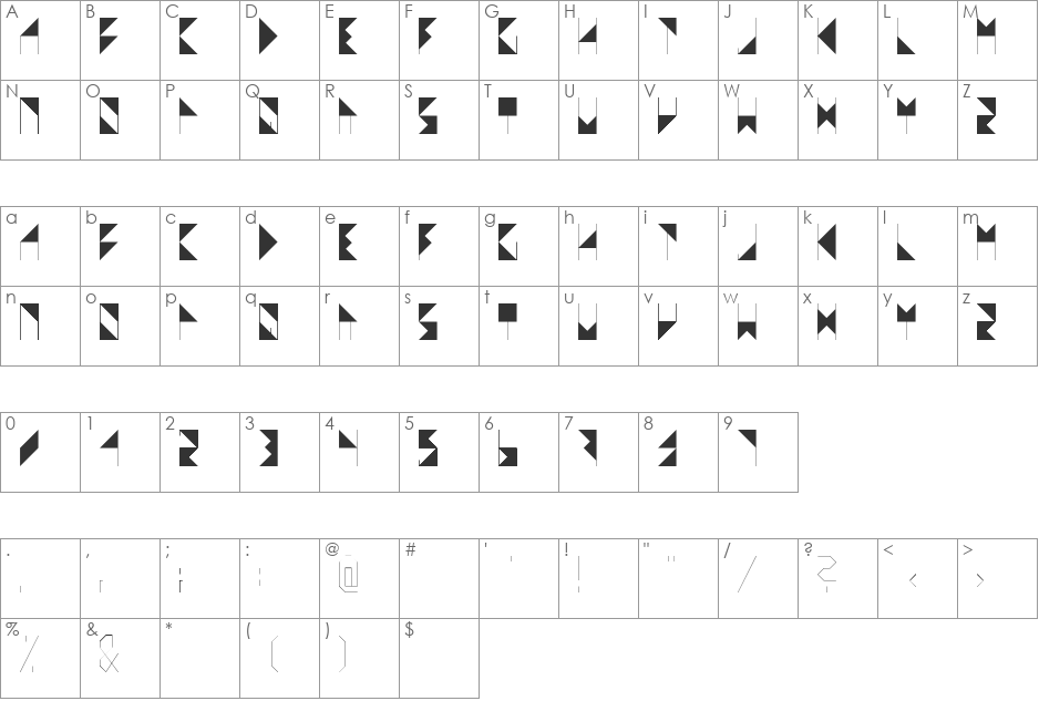 dreieck_rw font character map preview