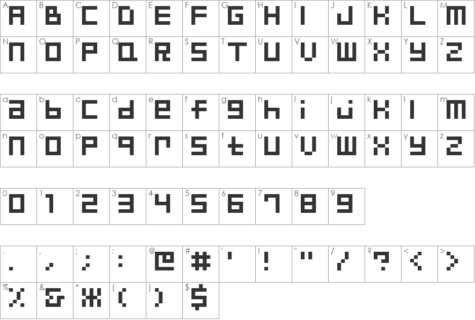 Drifter font character map preview