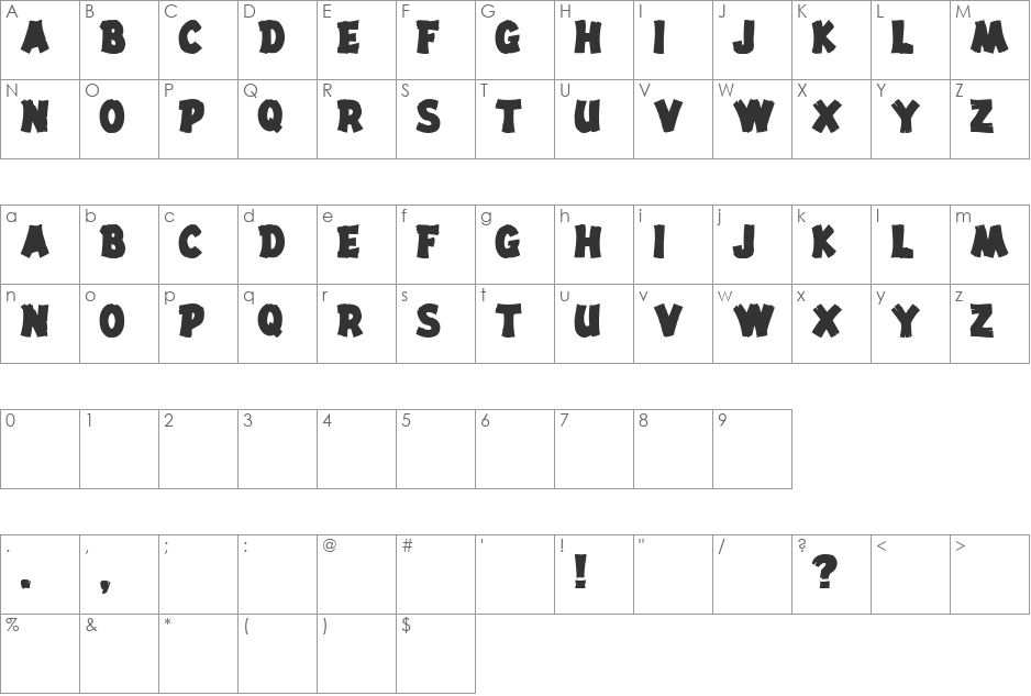 DriftType font character map preview