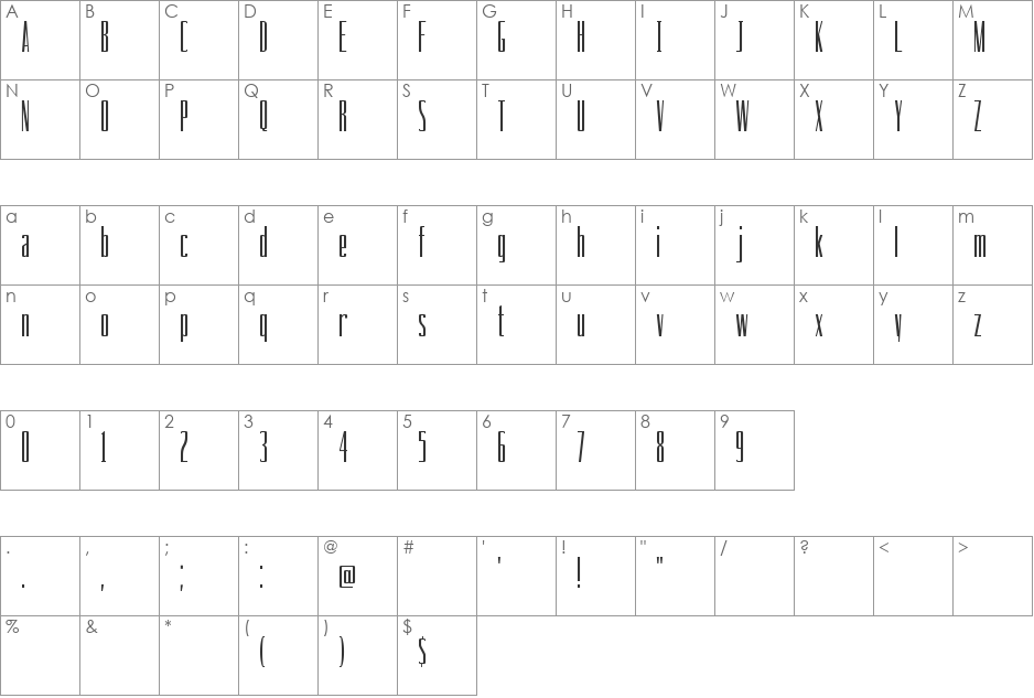 Drinking font character map preview