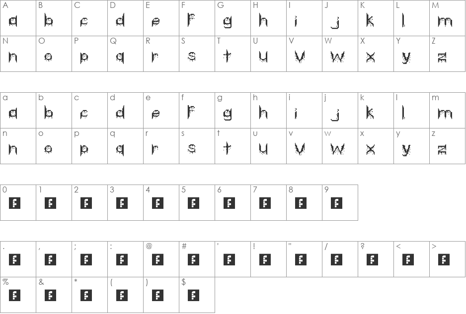 Drip font character map preview