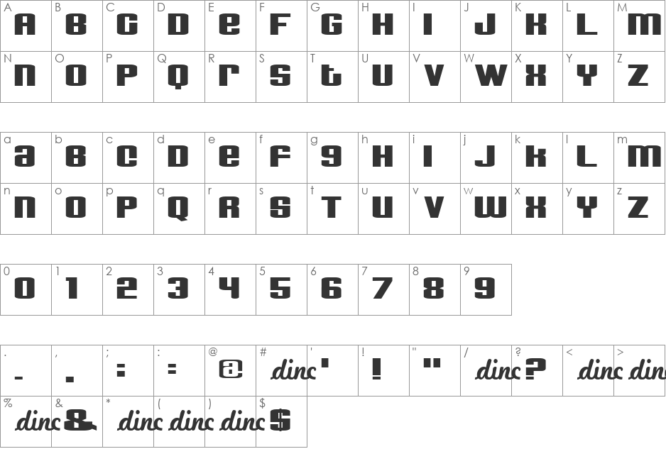 Drive font character map preview