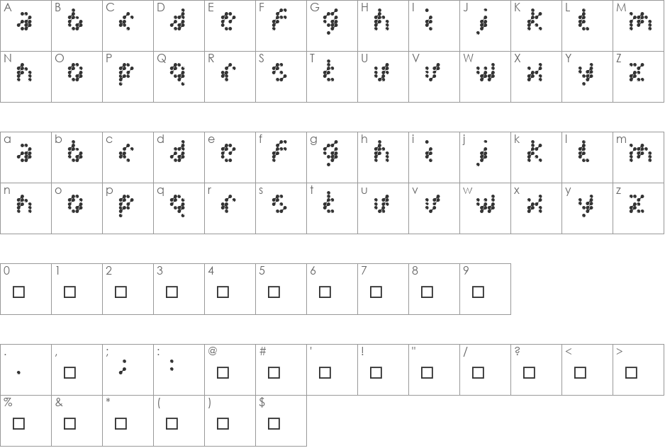 DrNO font character map preview