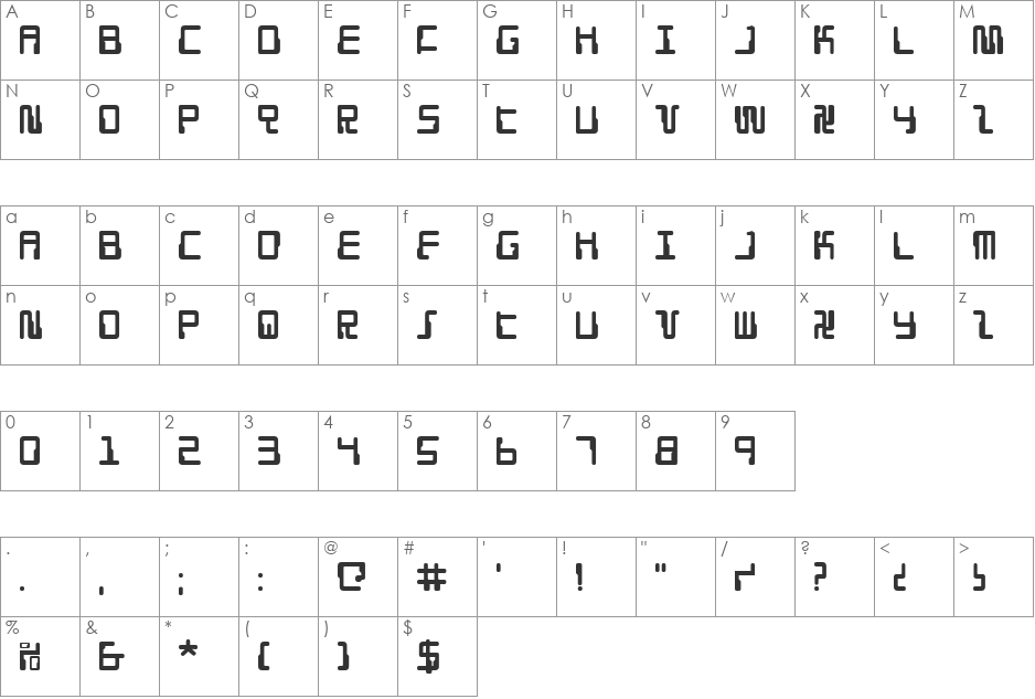 Droid Lover font character map preview