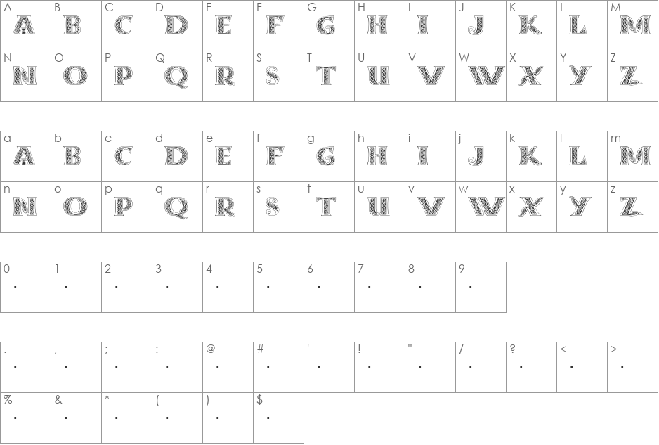 DropCaps font character map preview