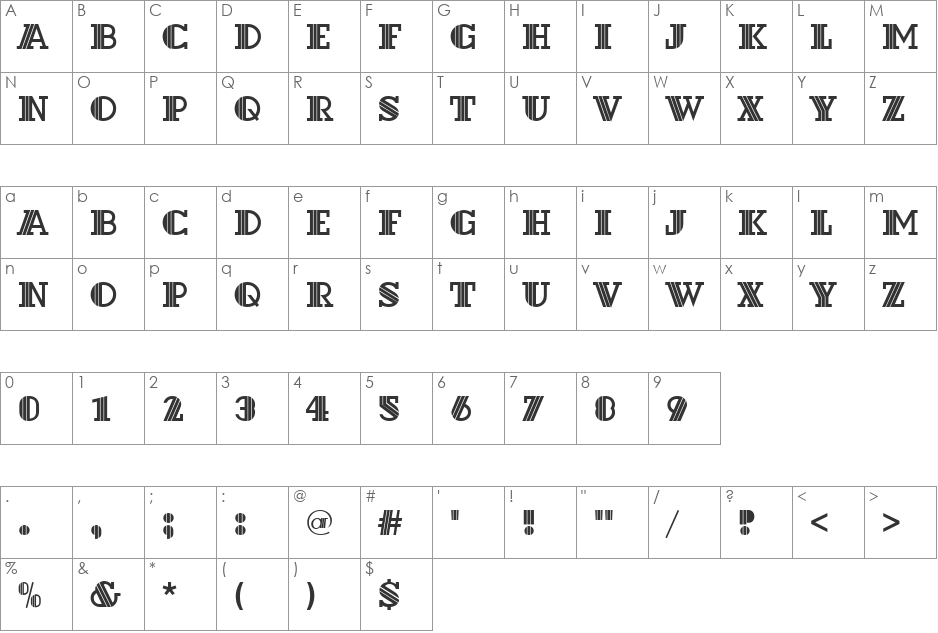 Dropped Claws font character map preview
