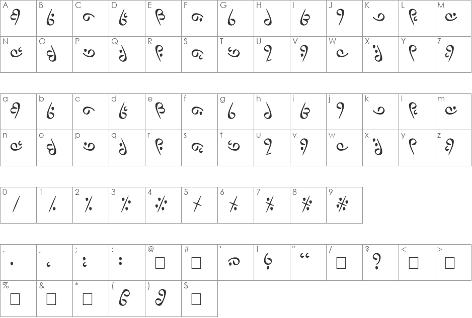 Drow font character map preview