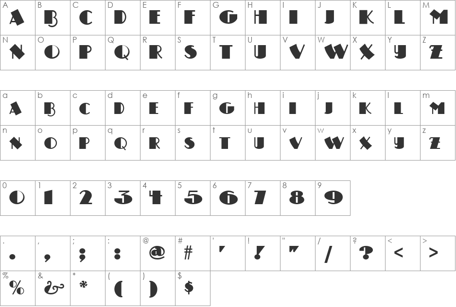 Drumag Studio NF font character map preview