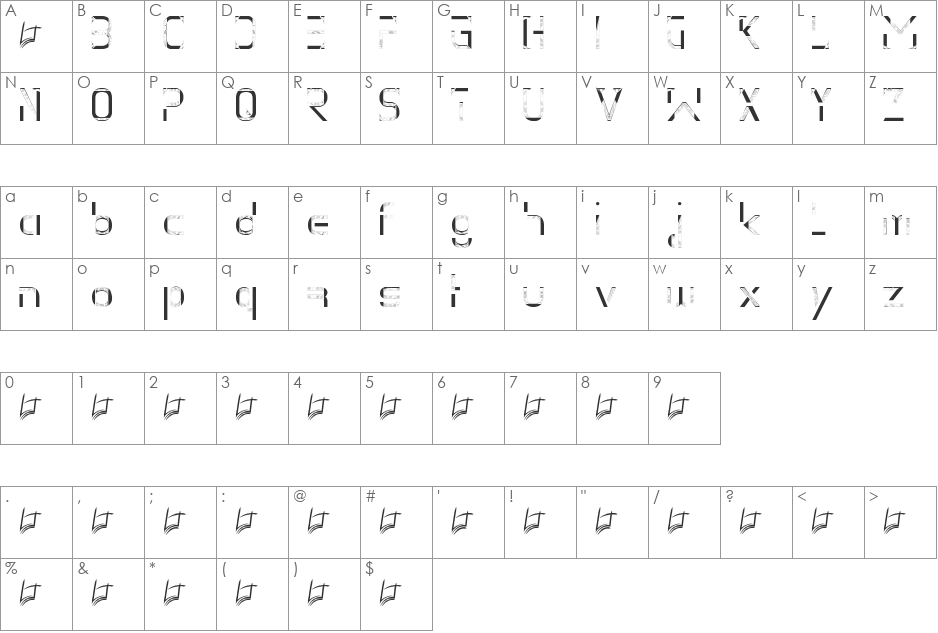 Dry Line font character map preview