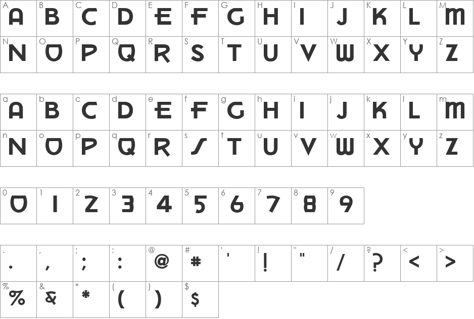 DryCleaners font character map preview