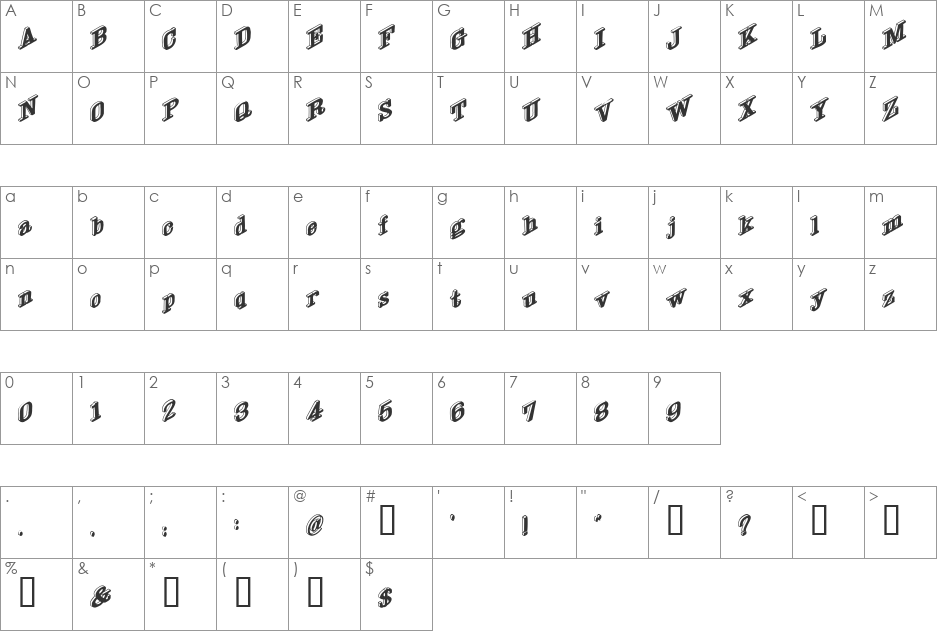 DryGulchOpen font character map preview