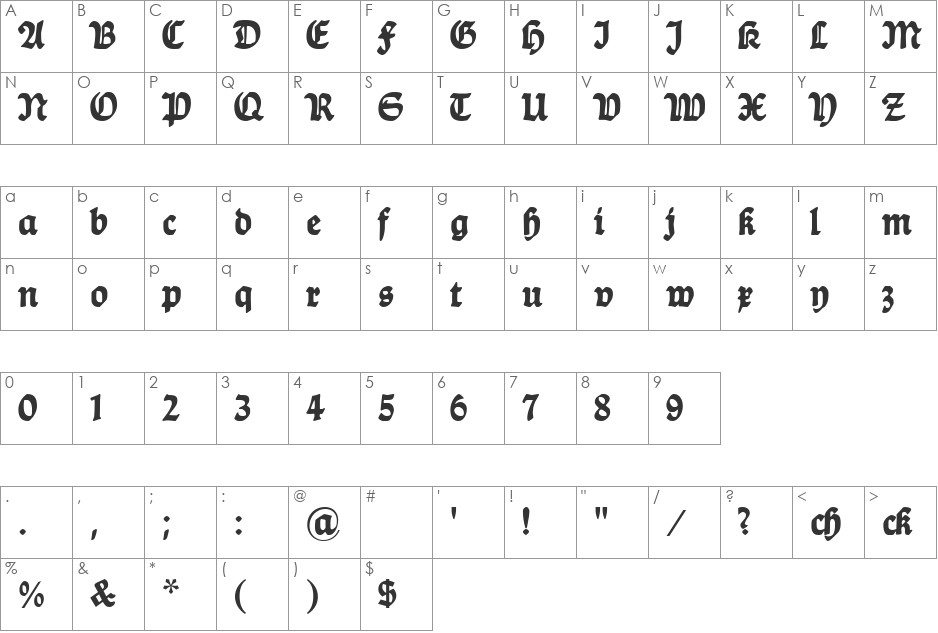 DS Ballade Shadow font character map preview