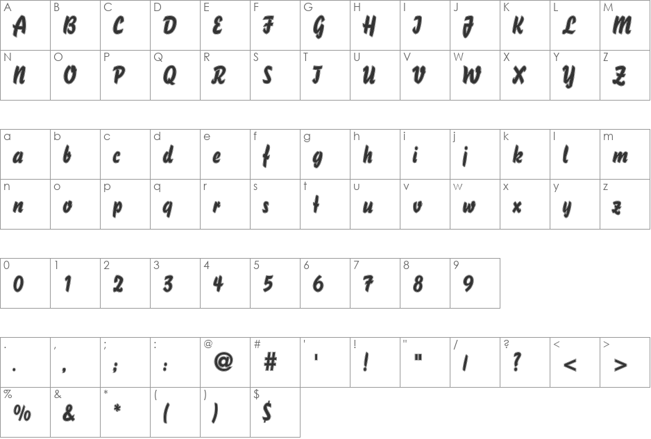 DS Bison Outline font character map preview