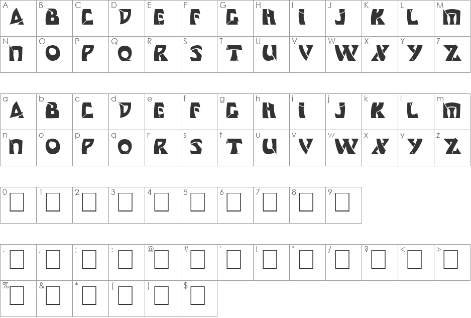 DS Comedy Cyr font character map preview