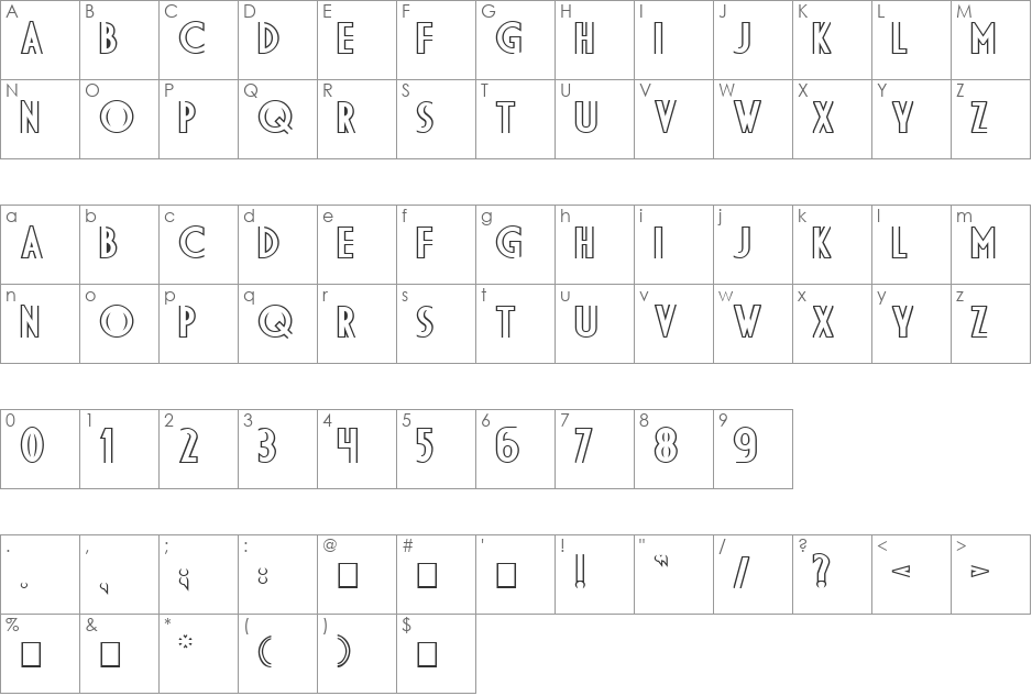 DS Diploma-DBL font character map preview