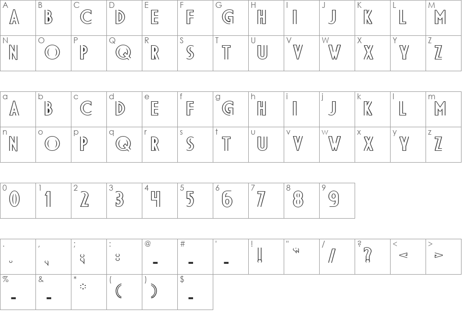 DS DiplomaDBL font character map preview