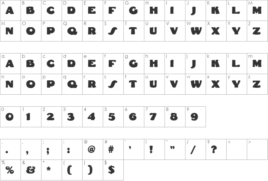 DS Fatty Shadow font character map preview