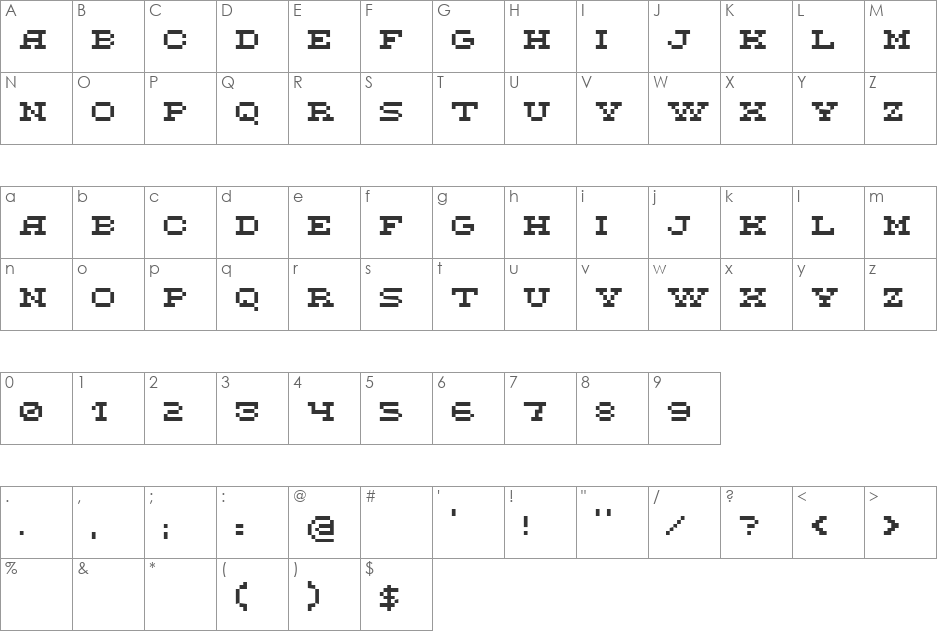 DS FlashSerif font character map preview