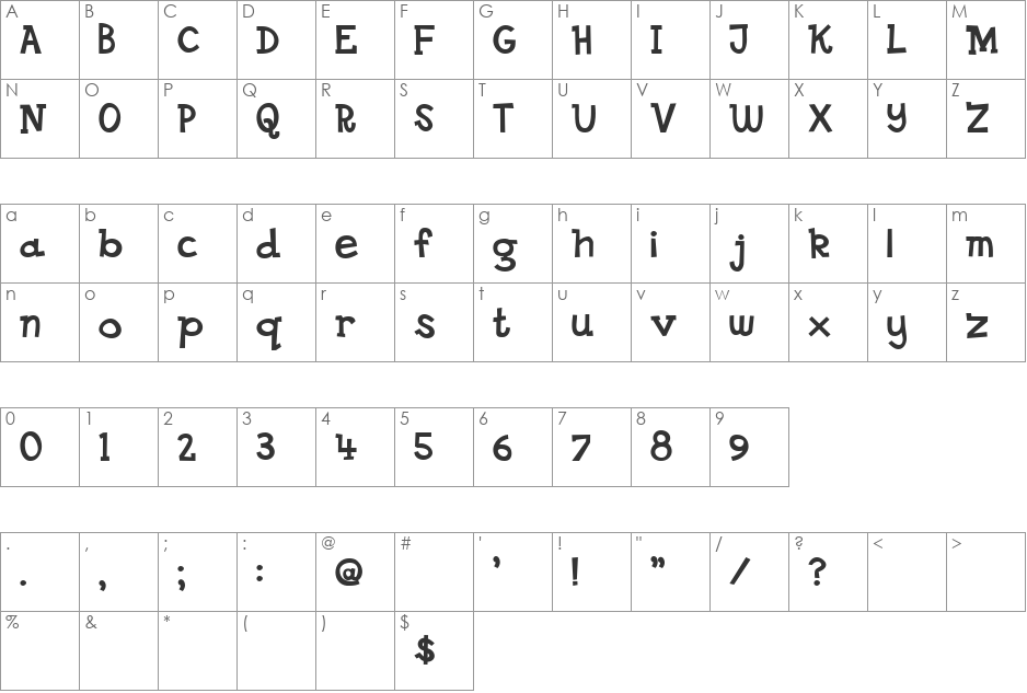 DS Goose font character map preview