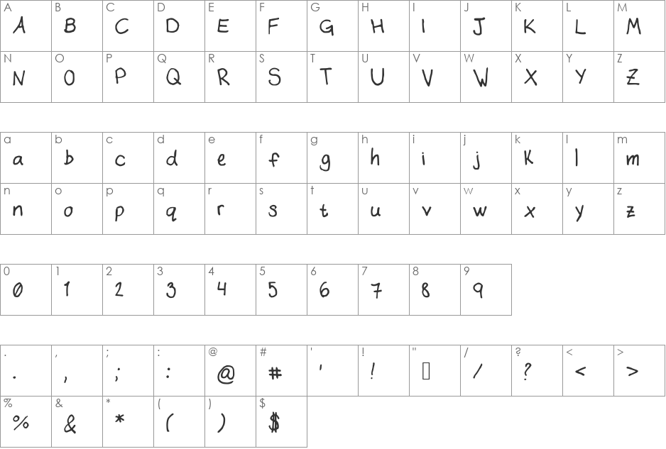 Alyrii font character map preview