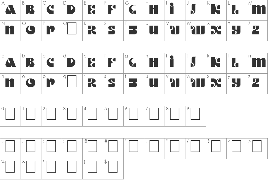DS Motter Style font character map preview