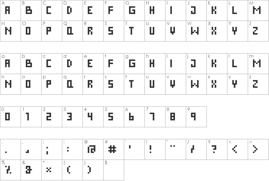DS Pixel Cyr font character map preview
