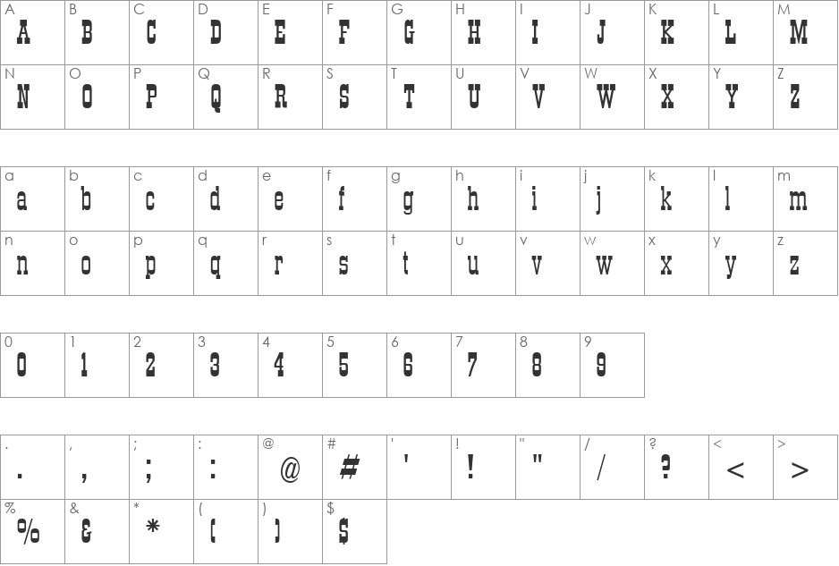 DS Roundup font character map preview