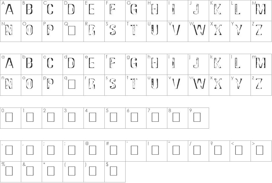 DS Stamp Cyr font character map preview