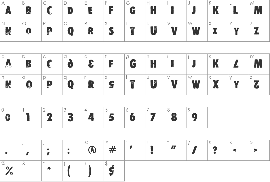 DS Stamper font character map preview