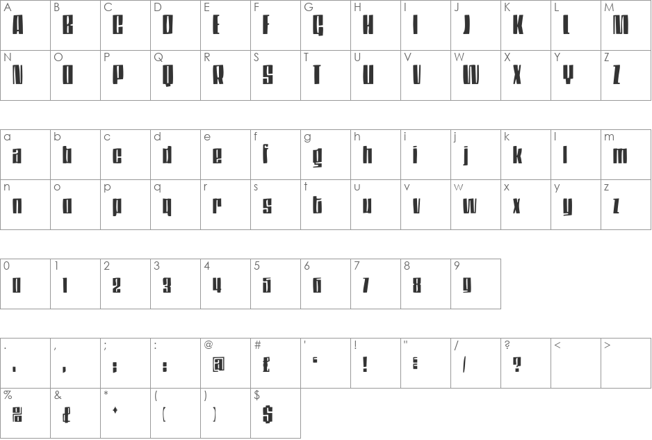 DS Thompson font character map preview