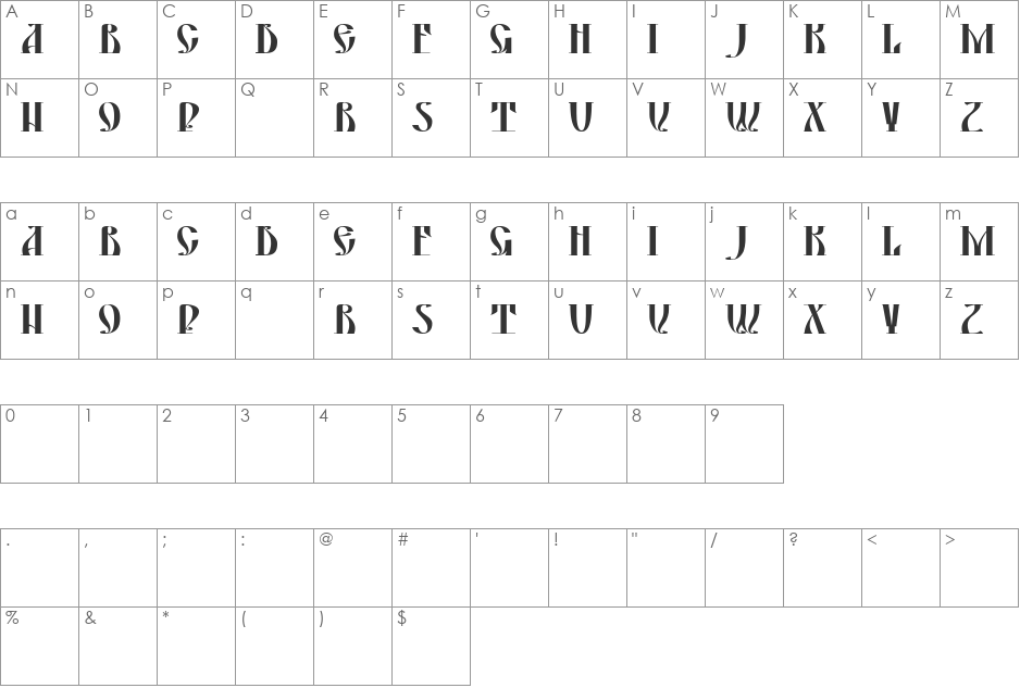 DS Yermak_D font character map preview