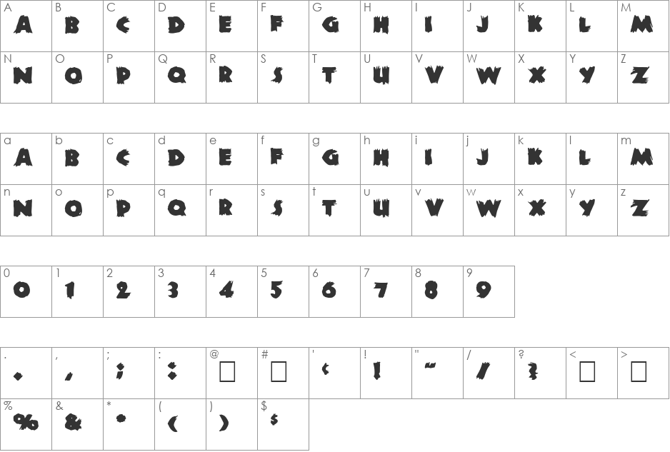 DS Zombie Cyr font character map preview