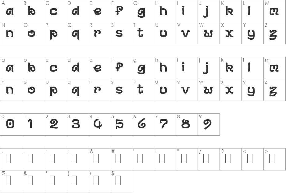 DS-Archeology Demo font character map preview
