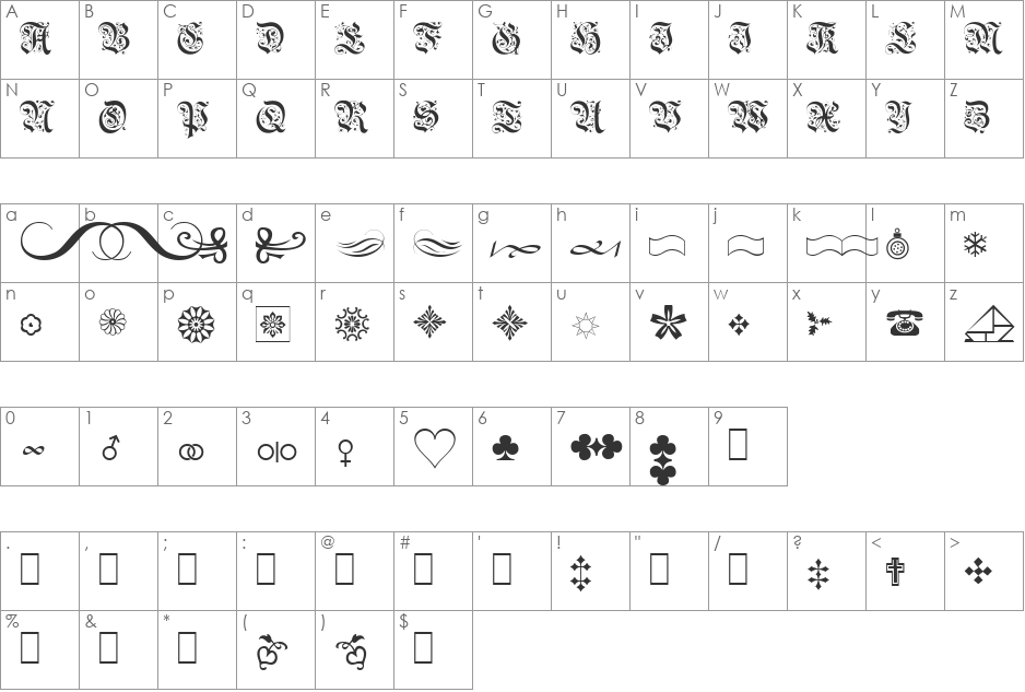 DS-Schmuck font character map preview
