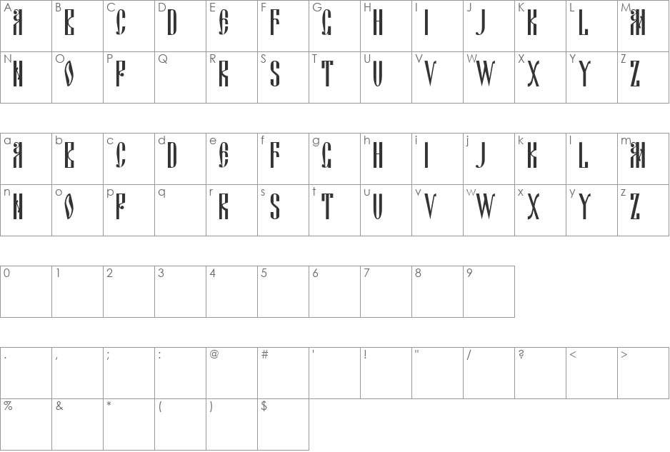 DSCyrillic font character map preview