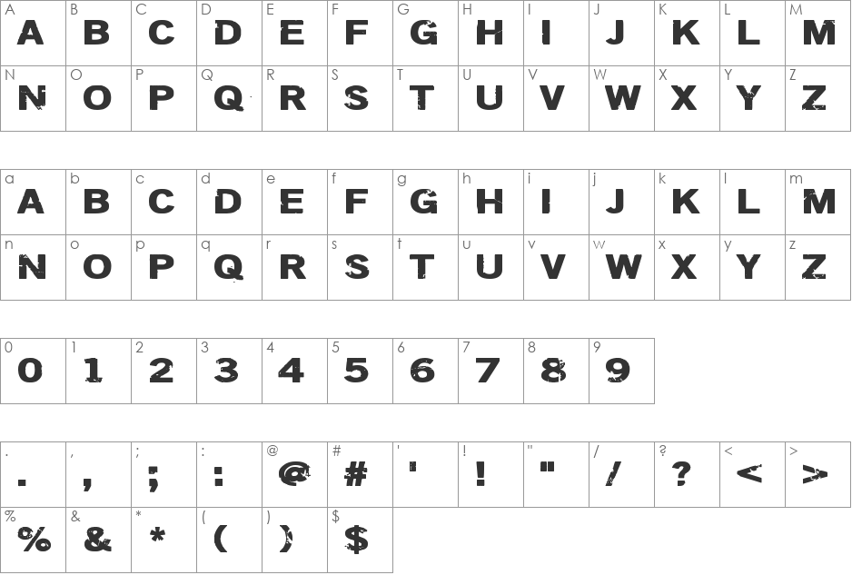 DSIODRER font character map preview