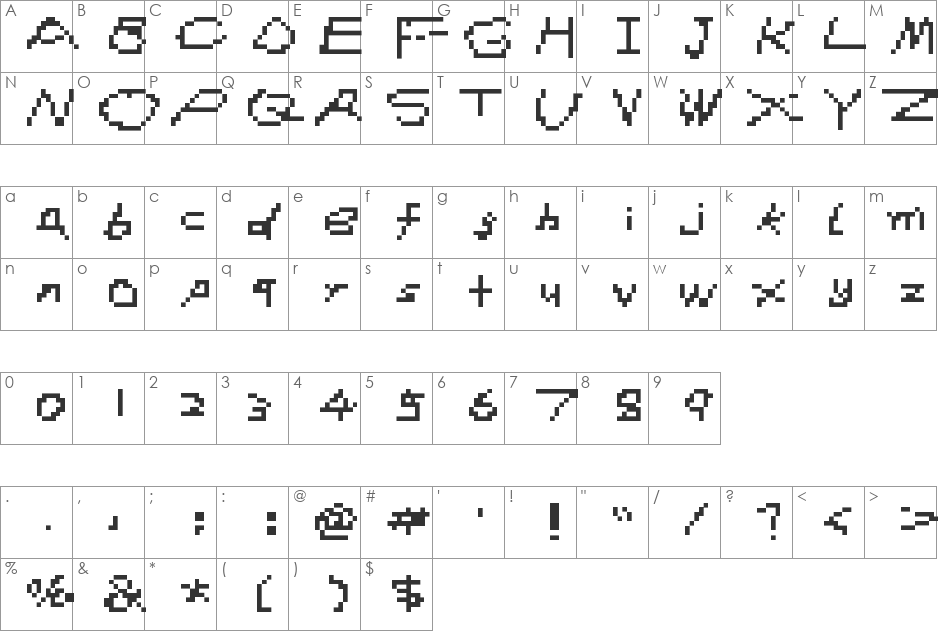 DSIO_FONT font character map preview
