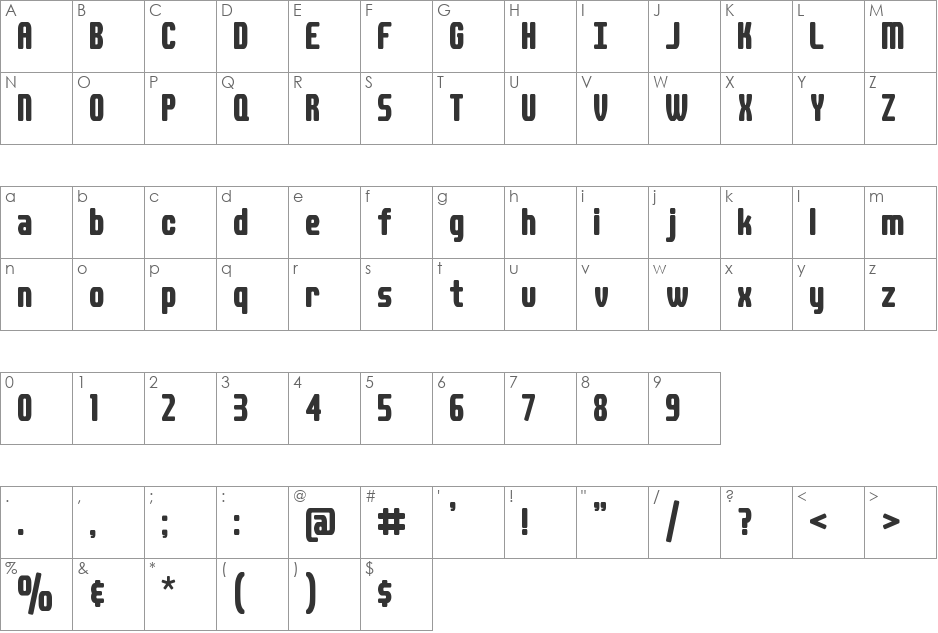 DSPLAID font character map preview