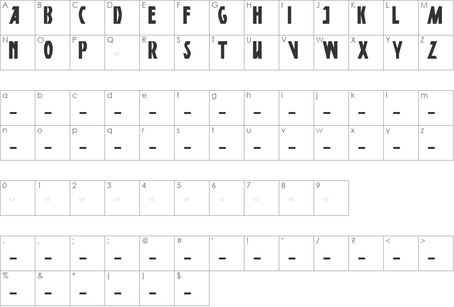 DSPosterPen font character map preview