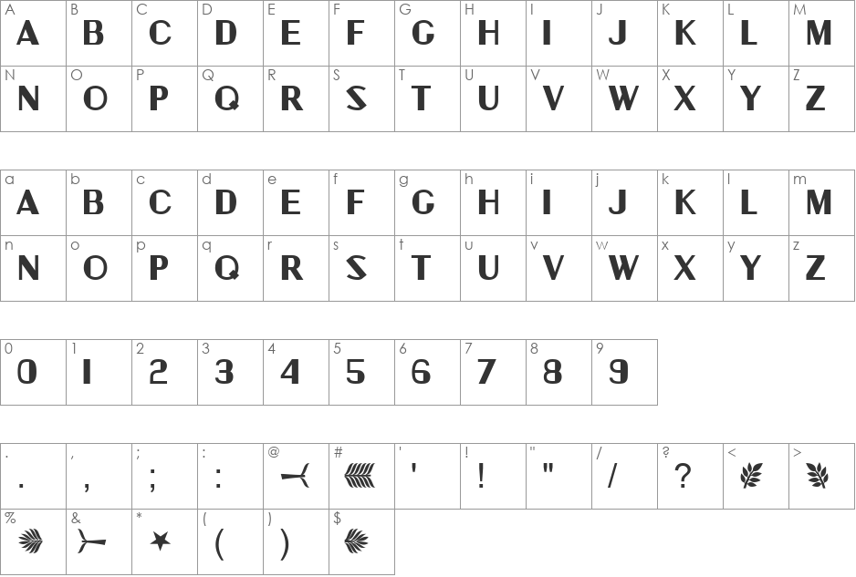 DS_Charity font character map preview