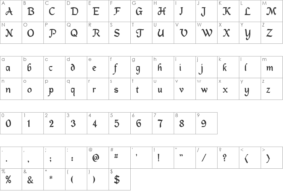 DS_Mysticora font character map preview