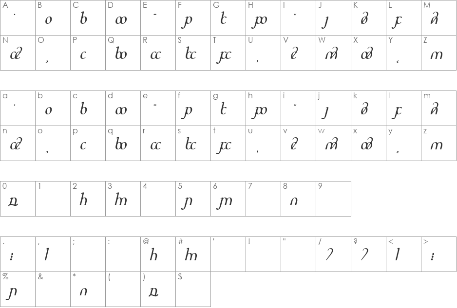 DS_Sinenya font character map preview