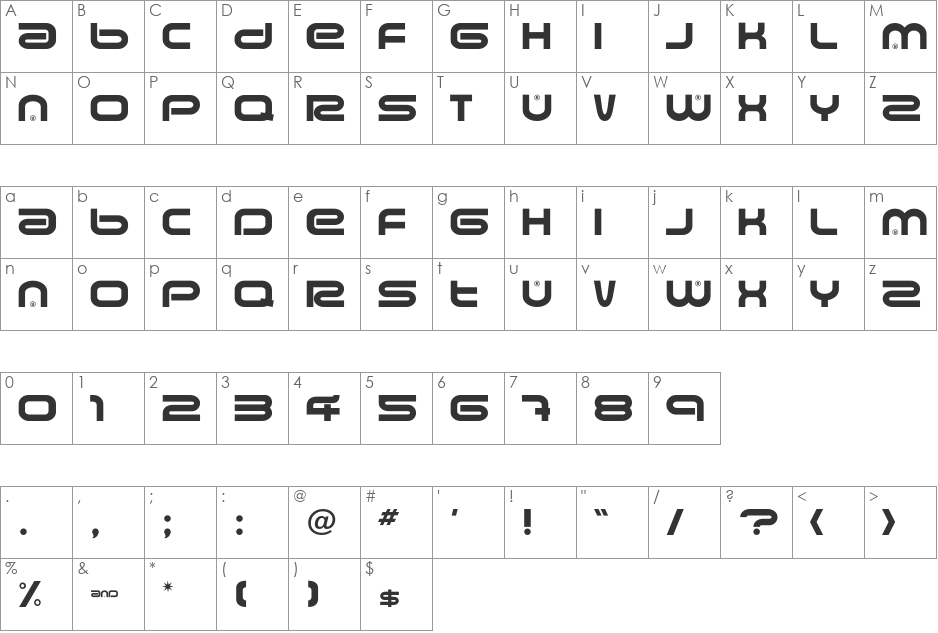 Amalgama (R) font character map preview