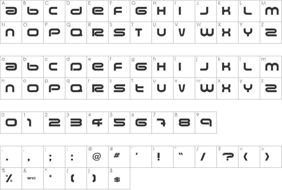 Amalgama Plain font character map preview